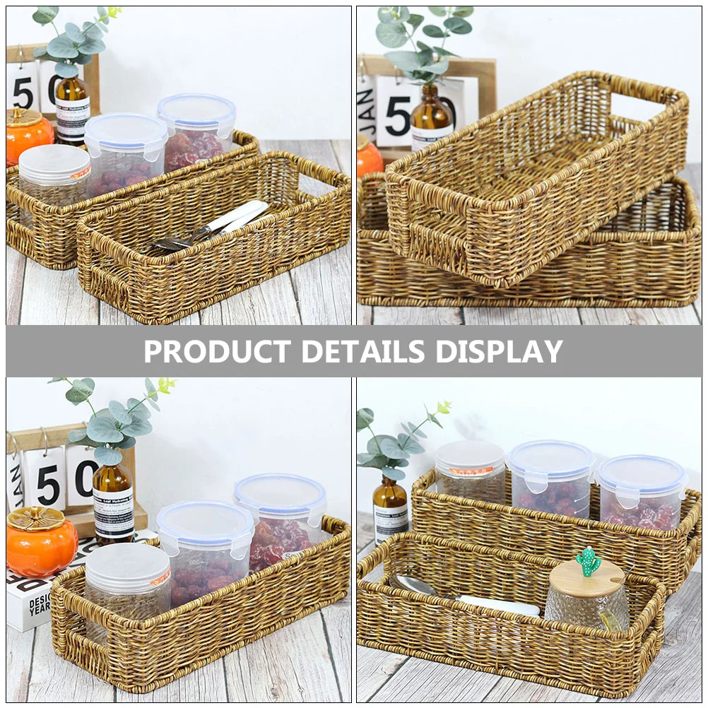 Storage Baskets Seasoning Cutlery Organizer Grocery Food Holder Coffee Multipurpose Woven