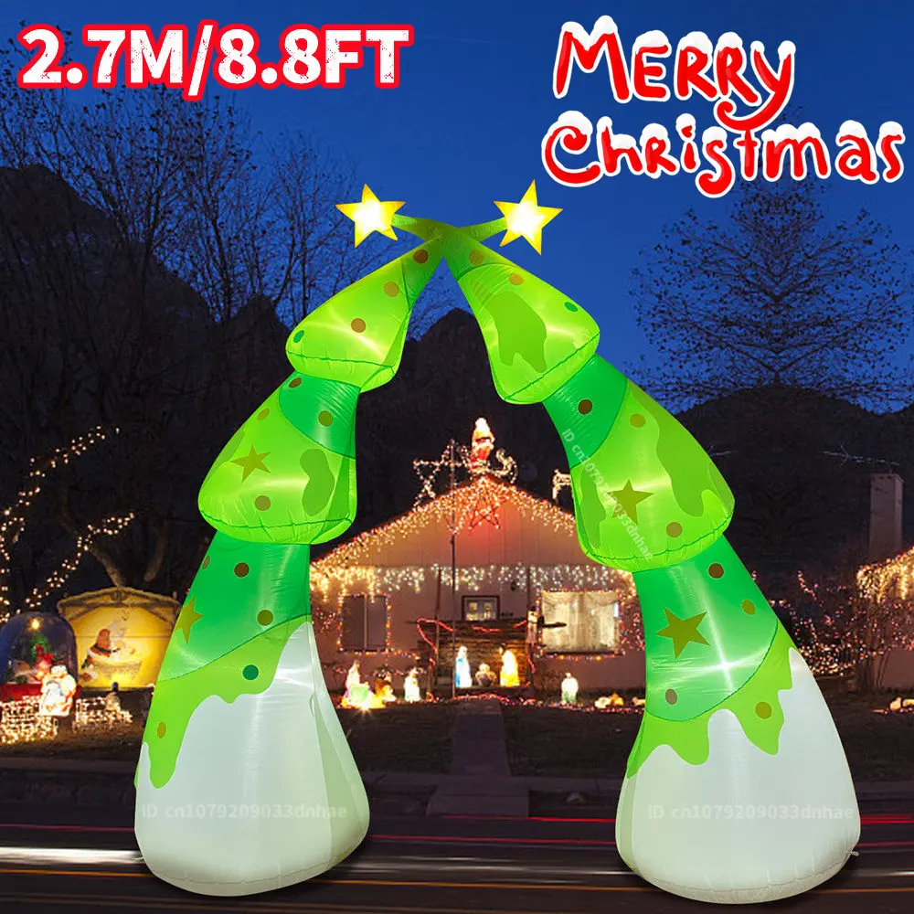 

2.7M/8.8FT Inflatable Christmas Tree Arch Model With LED Lights Outdoor Courtyard Ornaments Xmas Garden Lawn Decoration Props