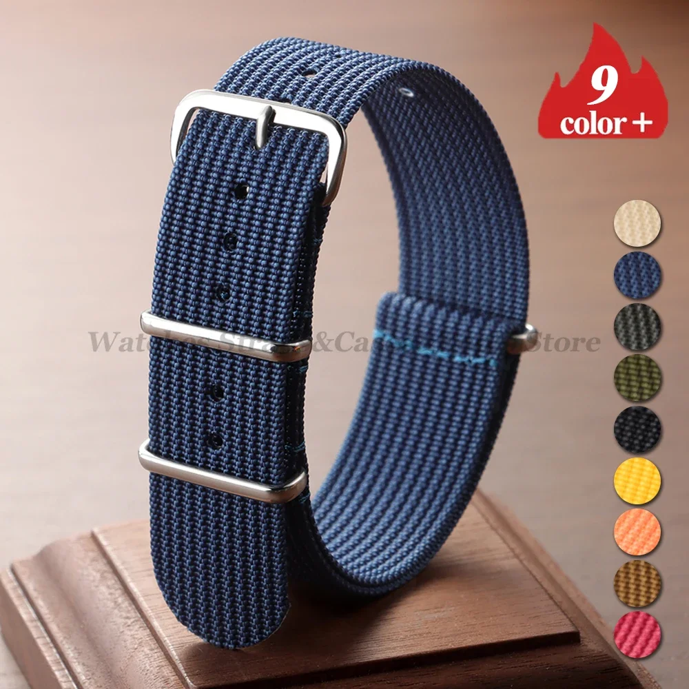

18mm 20mm 22mm Nylon Canvas Watch Strap for Omega for Samsung for Military Sports Ribbed Wristband Fabric Watchband Accessories