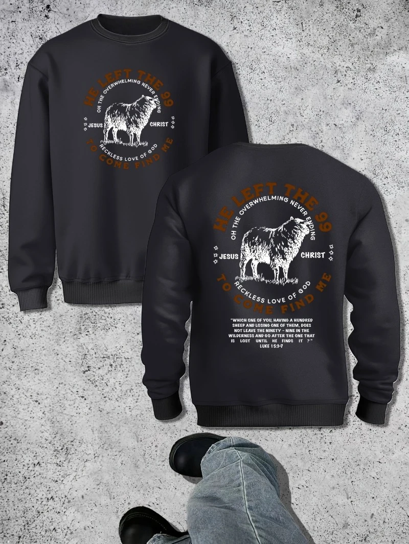 

Мужская тяжелая толстовка с круглым вырезом, темно-серая, религиозная, осень-зима 2025, толстовка с круглым вырезом, предназначенная для мужчин и женщин, топ