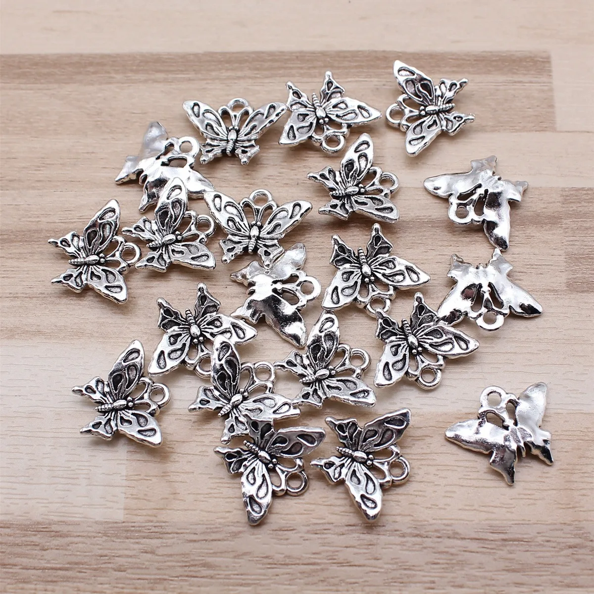 IFOCUS 20pcs/Lot Butterfly Charms For DIY Jewelry Making Zinc Alloy 17x14mm/0.67x0.55inch