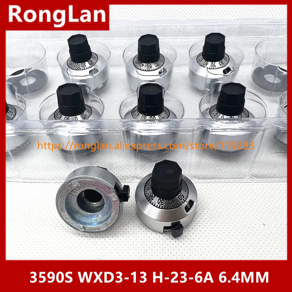 Metal frosted surface Multi-turn knob use for 3590S WXD3-13 H-23-6A potentiometer with switch lock 6.4MM hole -10PCS