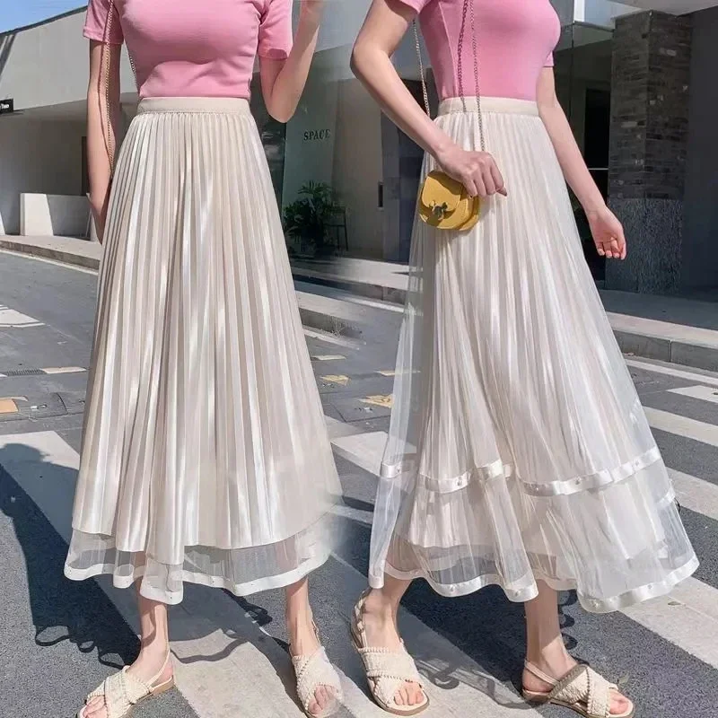 Both Sides Wear A Line Skirts Women Korean Fashion Clothing Casual Faldas Ajustadas High Waist Harajuku Pleated Flared Skirt y2k
