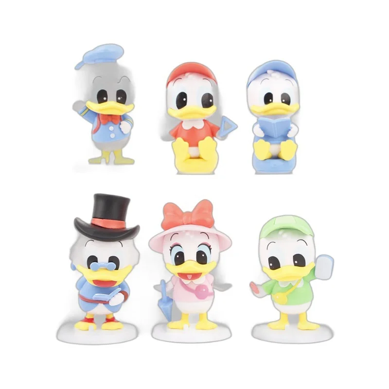 6pcs Anime Donald Duck Action Figure Cake Decor Model Decoration Kawai Accessories Toys Children's Christmas Birthday Cake Decor