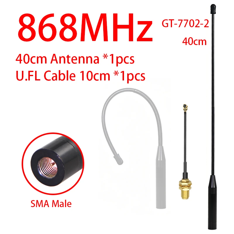 Antena Fleksibel GIZONT 868MHz LoRa SMA Male 863-870MHz High Gain Soft Antenna untuk Meshtastic LoRaWAN ESP32 Data Nirkabel
