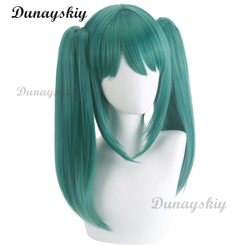 Parrucca cosplay Anime Vampire Lunga verde doppia coda di cavallo Parrucche per capelli resistenti al calore Cappellino per parrucca Prop