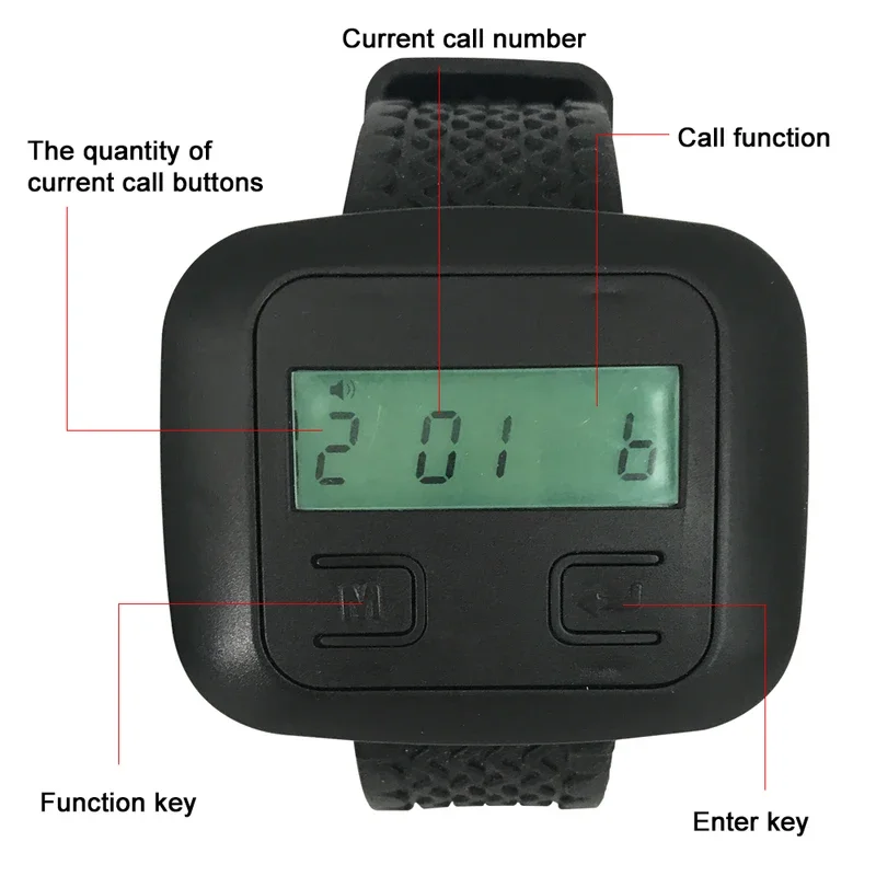 QWICALL Wireless Calling System Cafe, Hotel, Office 3 Button 1 Watch Receiver Restaurant Pager Buzzer 433MH