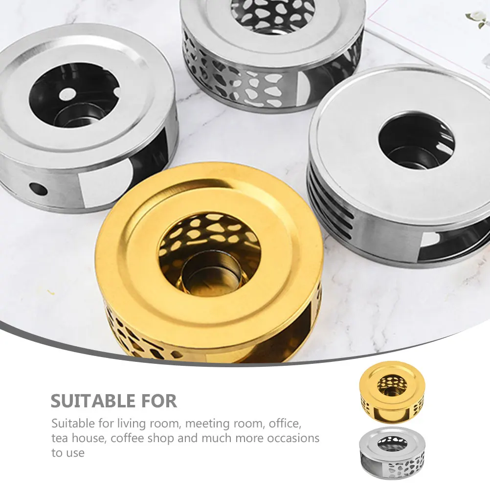 

2 Pcs Teapot Warmer Stainless Steel C Heater Base Tealight Metal Warmers Lightweight Portable Office Tea House Coffee Shop