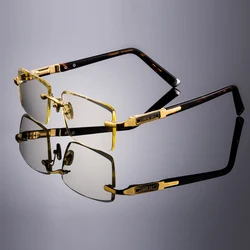 Pure Natural Crystal Stone Sunglasses Cyan Mineral Lens Man Luxury Rimless Glass Sun Glasses Woman Acetate Frame Top Quality