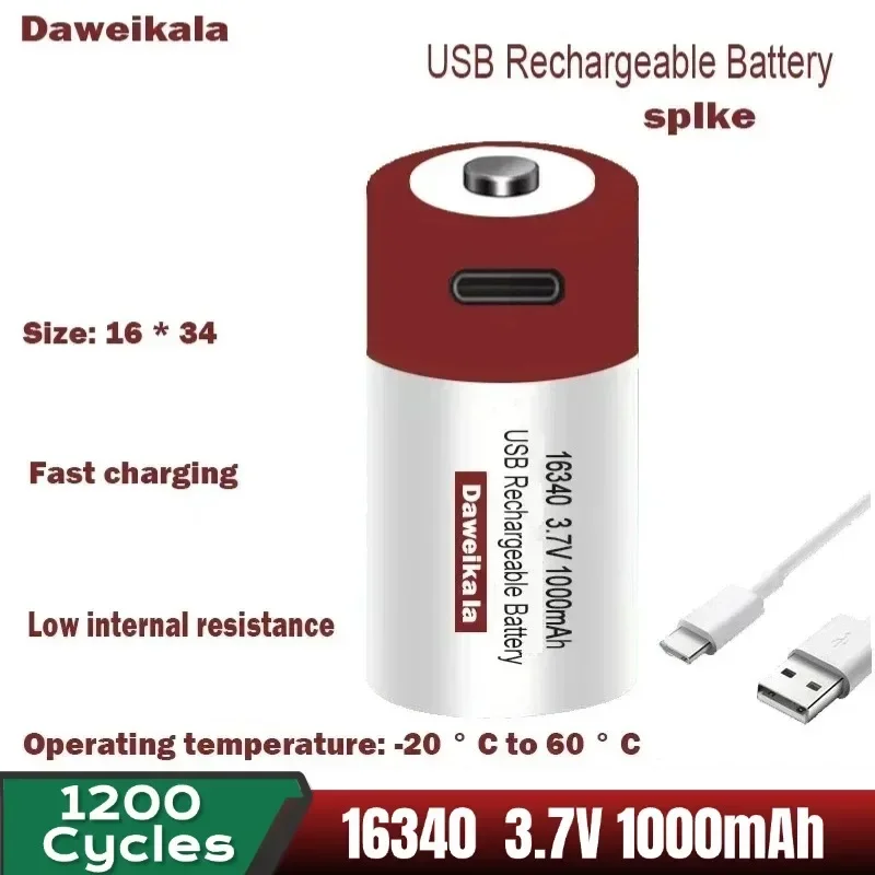 

Daweikala1-10 шт. новый USB-аккумулятор для быстрой зарядки SHSEJA CR123A 123A CR123 ICR 16340 3,7 В литий-ионный аккумулятор на 1000 мАч