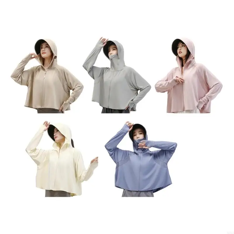 2025 New Long Sleeve Full Zip Sun Protective Hooded Shirt for Women Lightweight Summer Sun Shirt Outdoor Sports Clothing