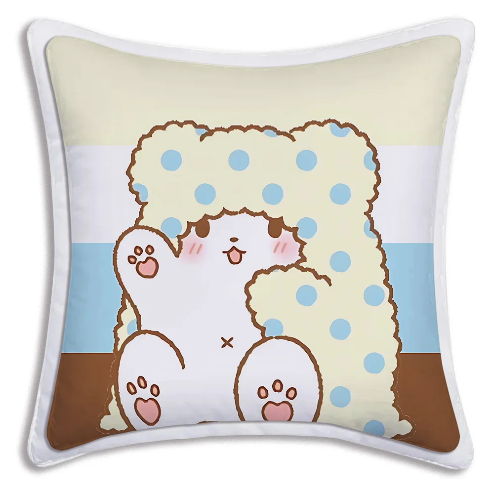 Cartoon cute Sanrio Marumofubiyori Pillow Covers Cartoon Sofa Decorative Home Double-sided Printing Short Plush Cushion Cover