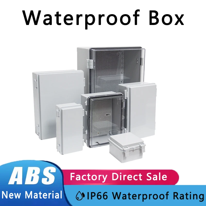 

IP66 Waterproof Plastic Box ABS Wire Junction Box Outdoor Electronic Instrument Gray/Transparent Cover Enclosure