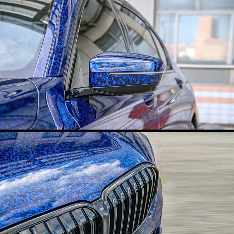 Premium PET High Gloss Blue Forged Carbon Fiber Vinyl Wrap Film Rolle Air Release Selbstklebende Auto Aufkleber Aufkleber Verpackung – Detail 5