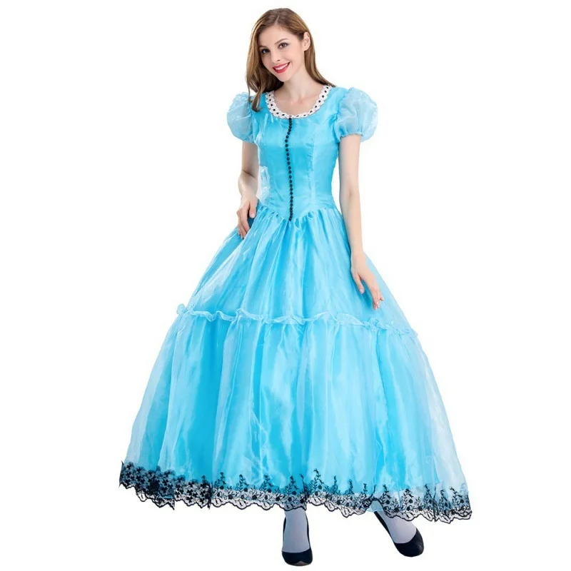 Fsia de loween para Adultos, Vestido de Princesa Alice no País das Maravilhas, Traje de Conto de Fadas para Apresentaç...