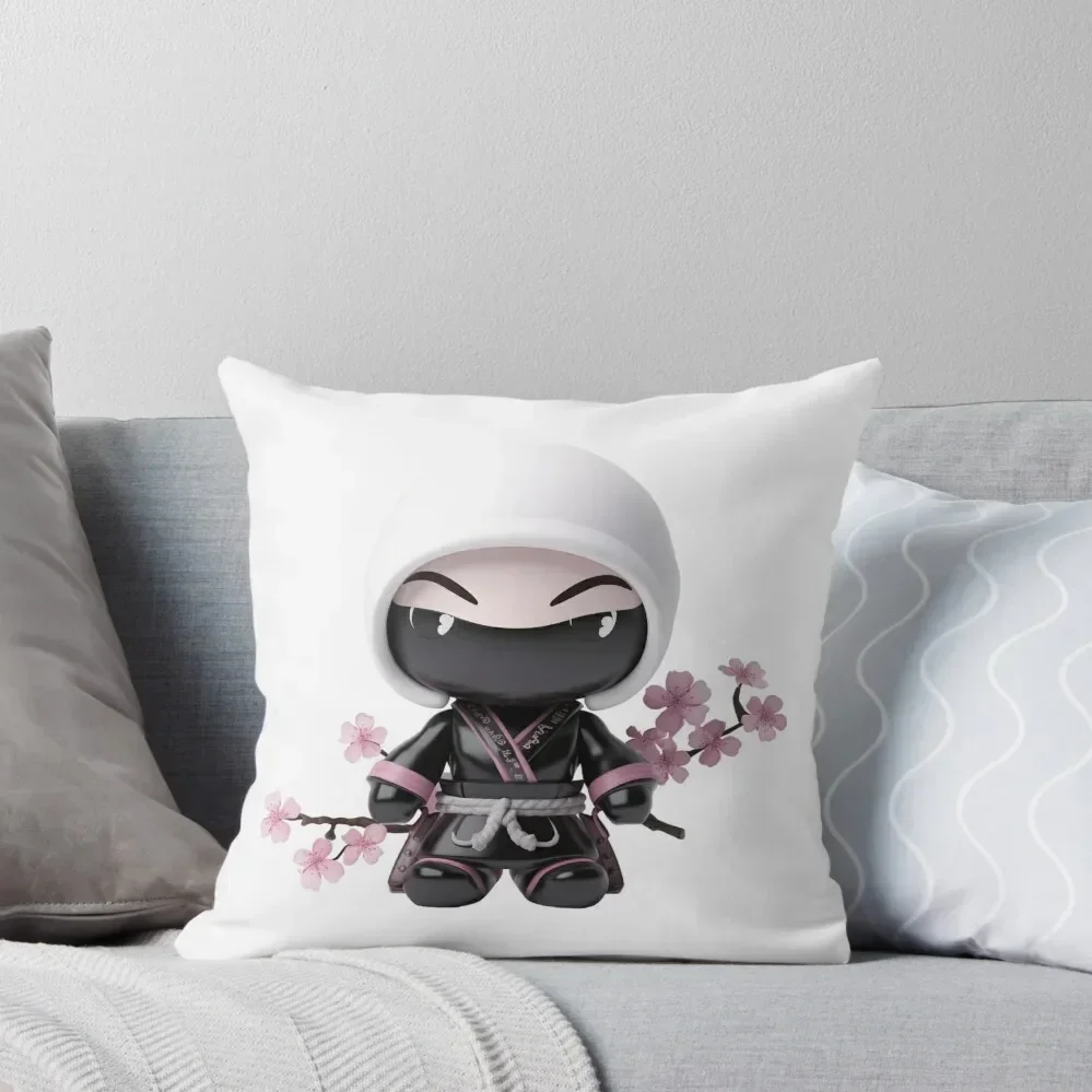 

Black Cherry Blossom Chibi Sakura Ninja Doll Throw Pillow pillow cover christmas Christmas Pillow Covers