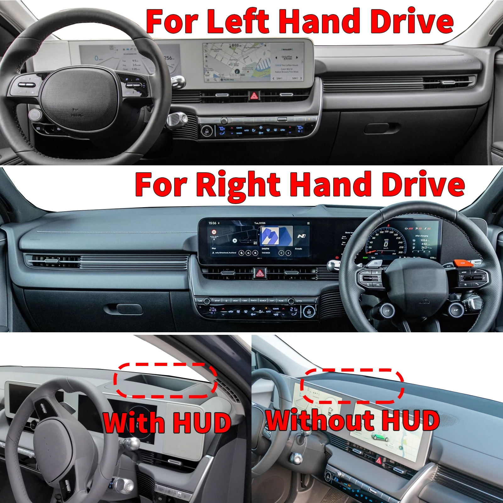 ل 2022 2023 2024 2025 هيونداي أيونيك 6 N-line الرياضة نمط داش حصيرة لوحة سيارة غطاء مراتب مضاد للماء عالي الجودة Dashmat ظلة واقية السجاد