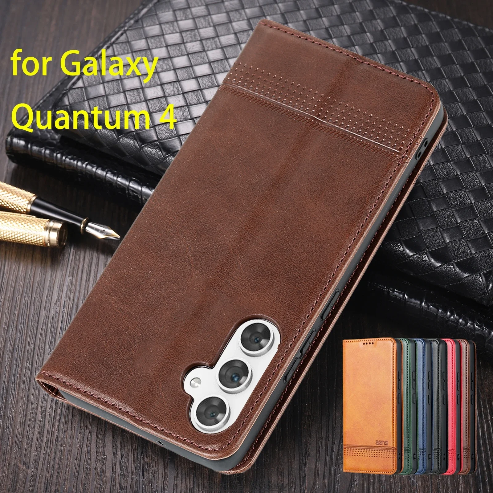 

Deluxe Magnetic Adsorption Leather Fitted Case for Samsung Galaxy Quantum 4 Flip Cover Protective Case Capa Fundas Coque