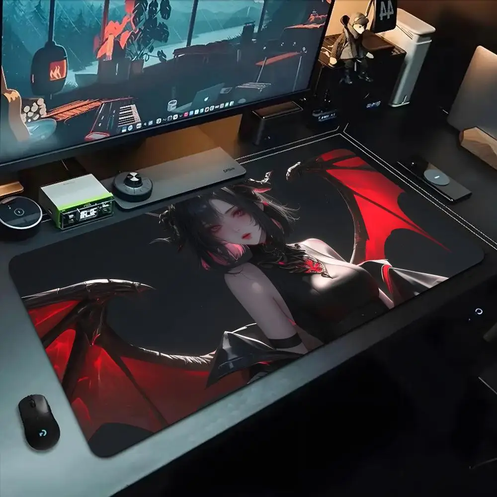 

Коврик для мыши Demon Girl, 500x1000 мм, большой игровой коврик для мыши, XL, резиновый, для геймеров, для клавиатуры, для ноутбука, настольный коврик