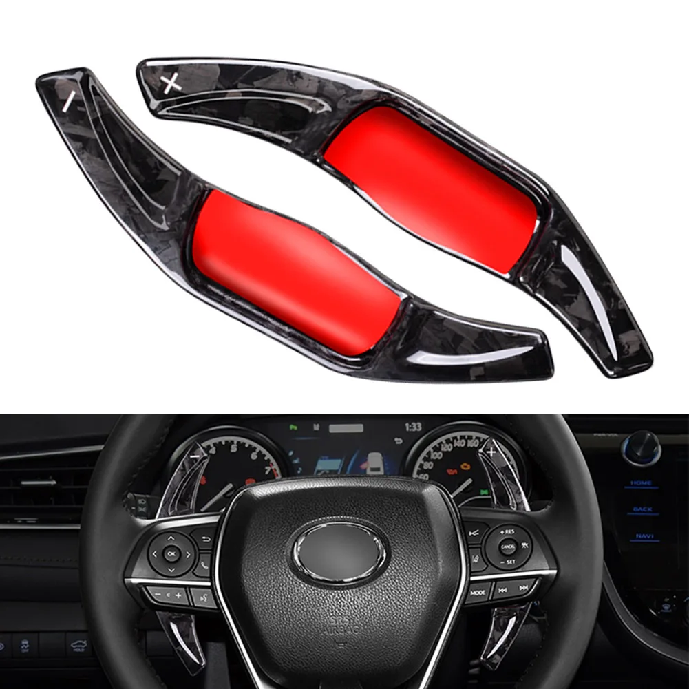 

2Pcs Forged Carbon Fiber Car Steering Wheel Paddle Shifter Extension For Toyota Camry Corolla 2018-2020 & For RAV4 2020