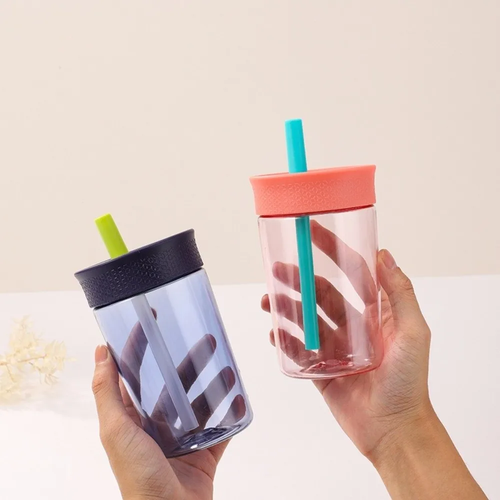 Kawaii 450ML Water Bottle Plastic with Lid and Straw Coffee Cups Drinkware BPA Free Coffee Mug Coffee