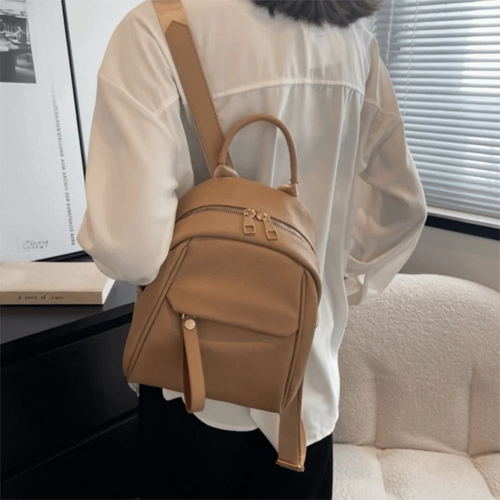 Mochila duradera de gran capacidad para mujer, mochila multifunción de cuero PU suave, bolsas de viaje simples impermeables, viaje