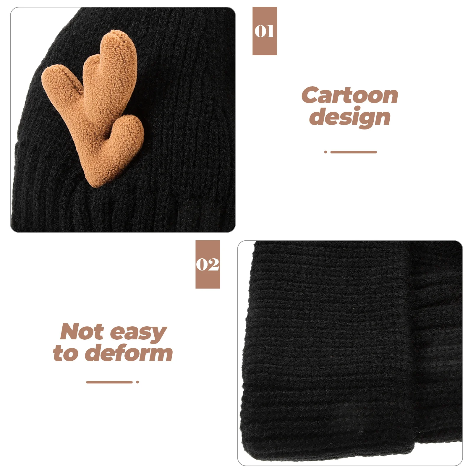 

1pc Christmas Antlers Knitted Winter Warm Hat Lightweight Soft Ear Cover Cap For Women Men Holiday Gift Accessory