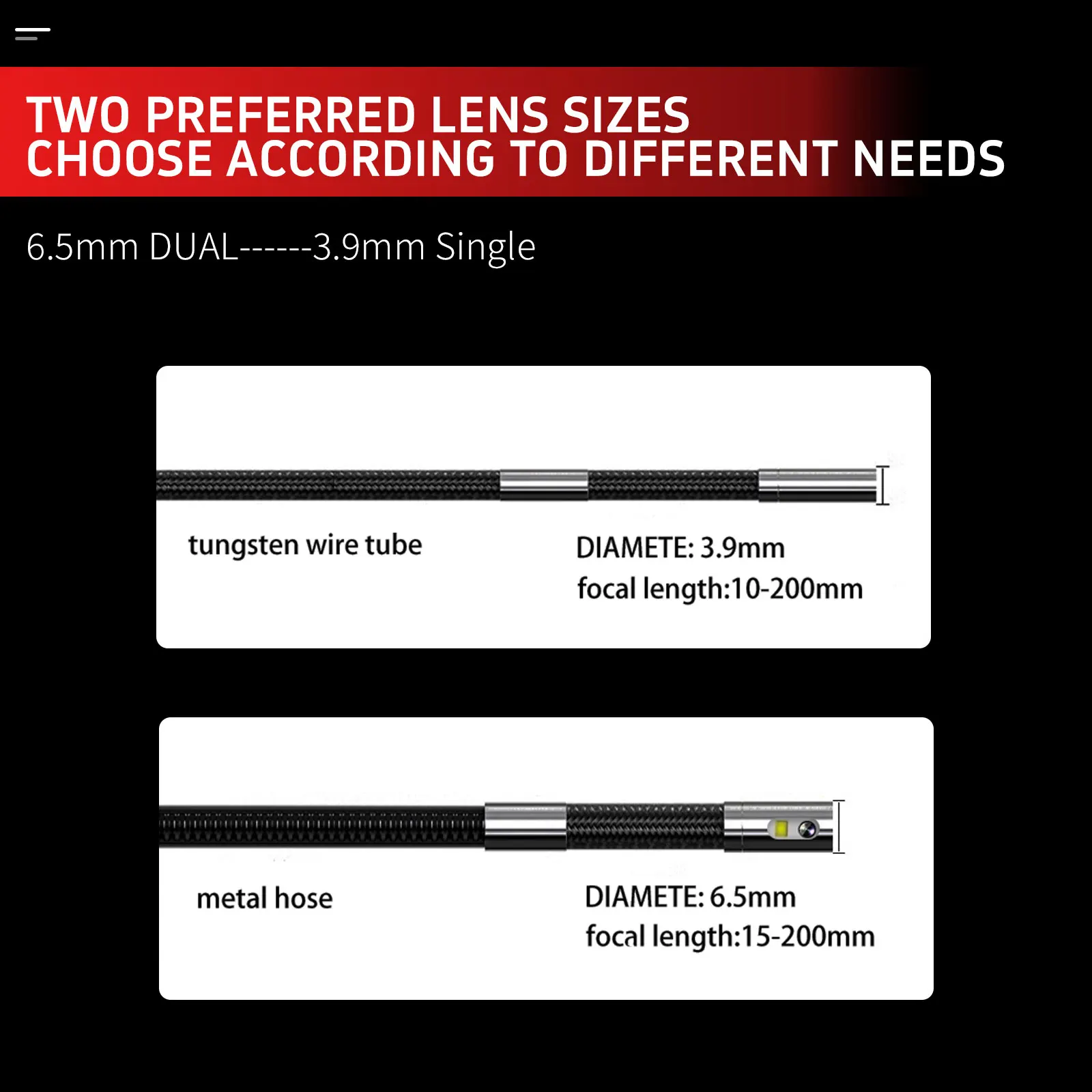 Borescope camera 6.5mm single/dual lens 720 ° steering handheld HD automotive maintenance pipeline inspection endoscope camera