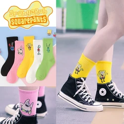 SpongeBob Socks Cotton Fashion Cartoon Mid-calf Socks Anime Cute Women Girls Breathable Skateboarding Casual Sports Socks Gifts