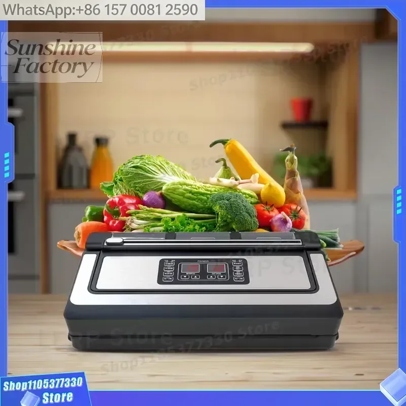 Electric 90Kpa Hand Held Vacuum Sealer with Dry/Wet/Liquid Preservation Modes LED Indicator Handle Built-in Cutter 260W