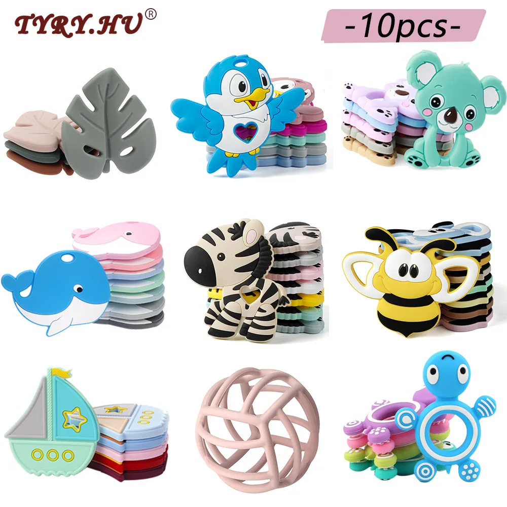 TYRY.HU 10pc Silicone Rodent Food Grade Toys Teething Nursing DIY Necklace Accessories Silicone baby Teether Newborn Gifts