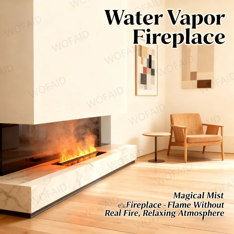 

Luxury Crystal Design Smart WiFi Mist Fireplace Suite: Bluetooth Speaker Sync,, Humidification, Cool To Touch，Child Safety