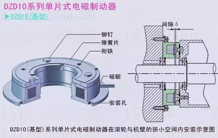 DZD5 series dry single-piece electromagnetic brake DC24V12V power-on brake power-off release, basic type
