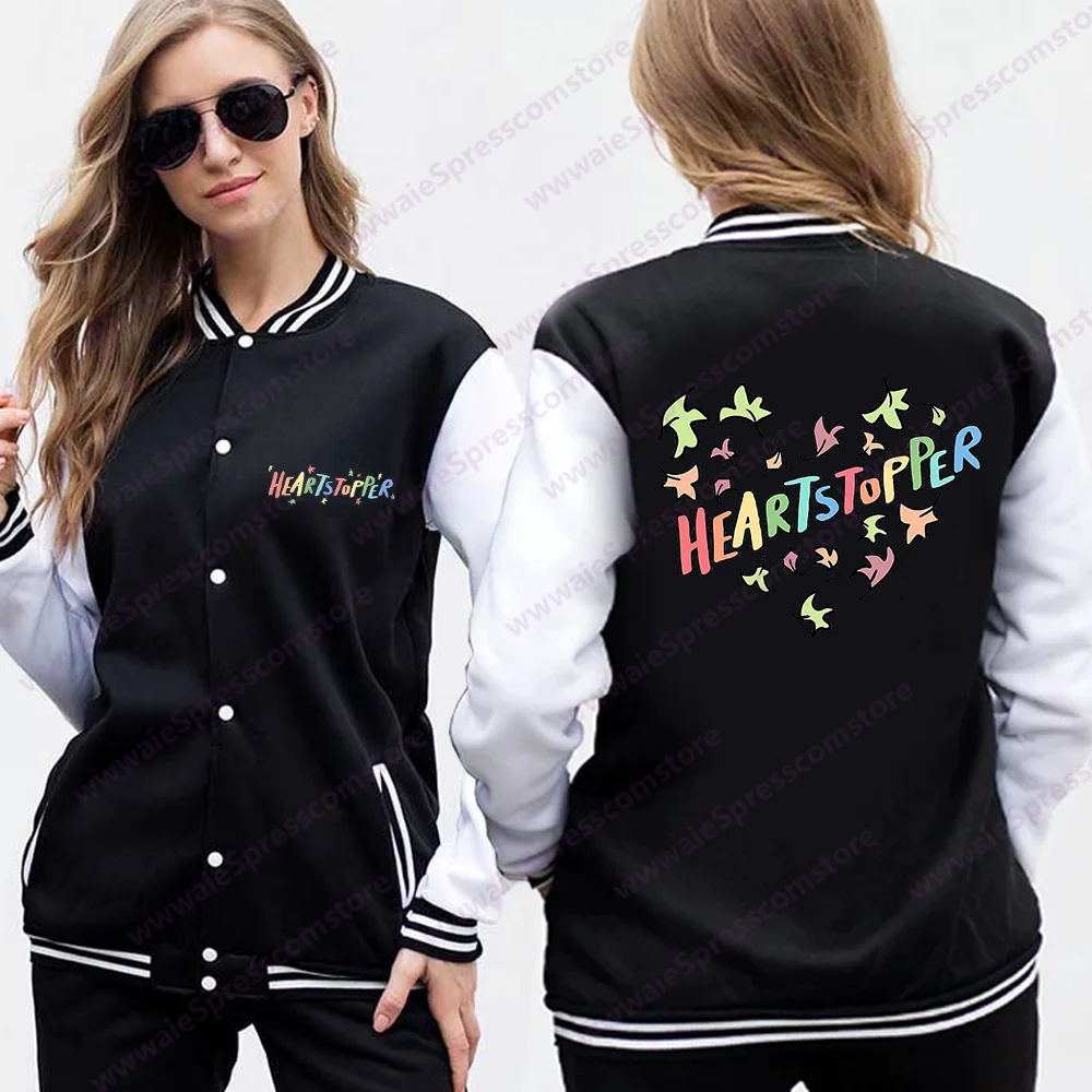 Hot New Fashion Heartstopper Baseball Shirt Unisex Fashion Casual Button Up Sweatshirt Jacket Top