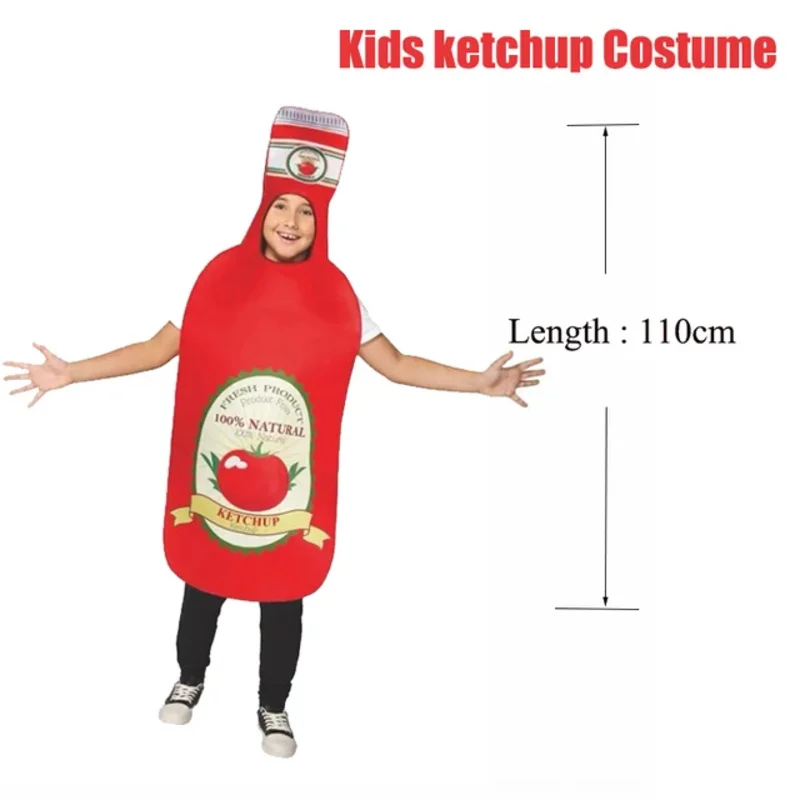 Bear's Den Unisex Familie Erwachsene Lustiges Essen Halloween Dress Up Cosplay Kinder Ketchup Kostüm Neu 2025