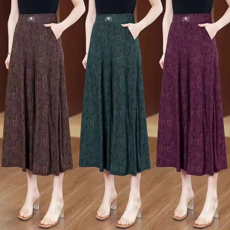 

High-grade Women High Waist Wide Leg Pantalons Summer Ladies Large Size 5XL Trousers Korean Female Loose Thin Casual Skirt Pants