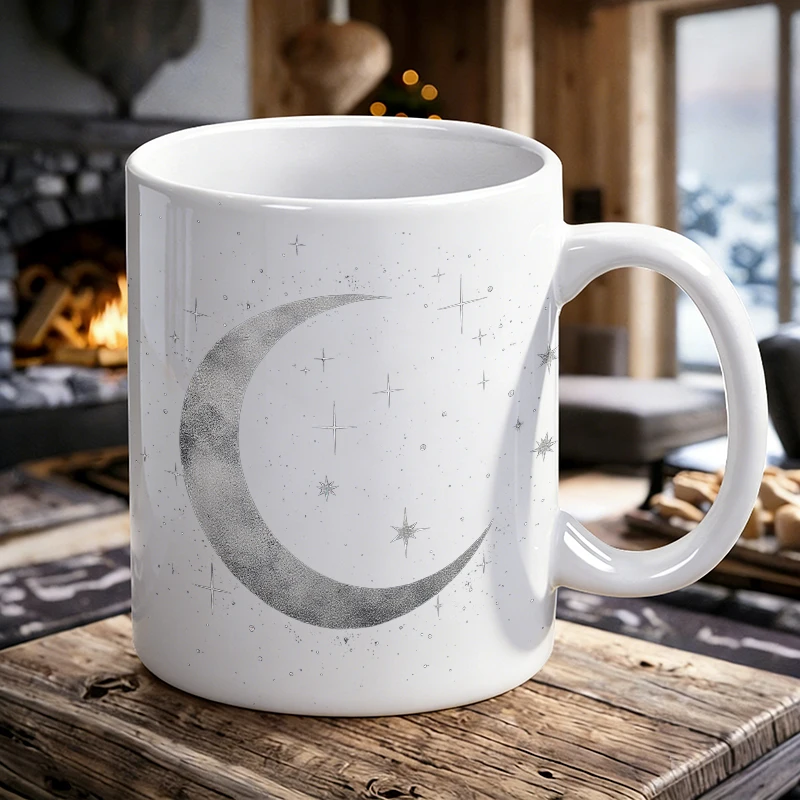 

Independence Day Mug Coffee Cup Ceramic Cup Starry Night Crescent Moon and Constellation Wall Mural