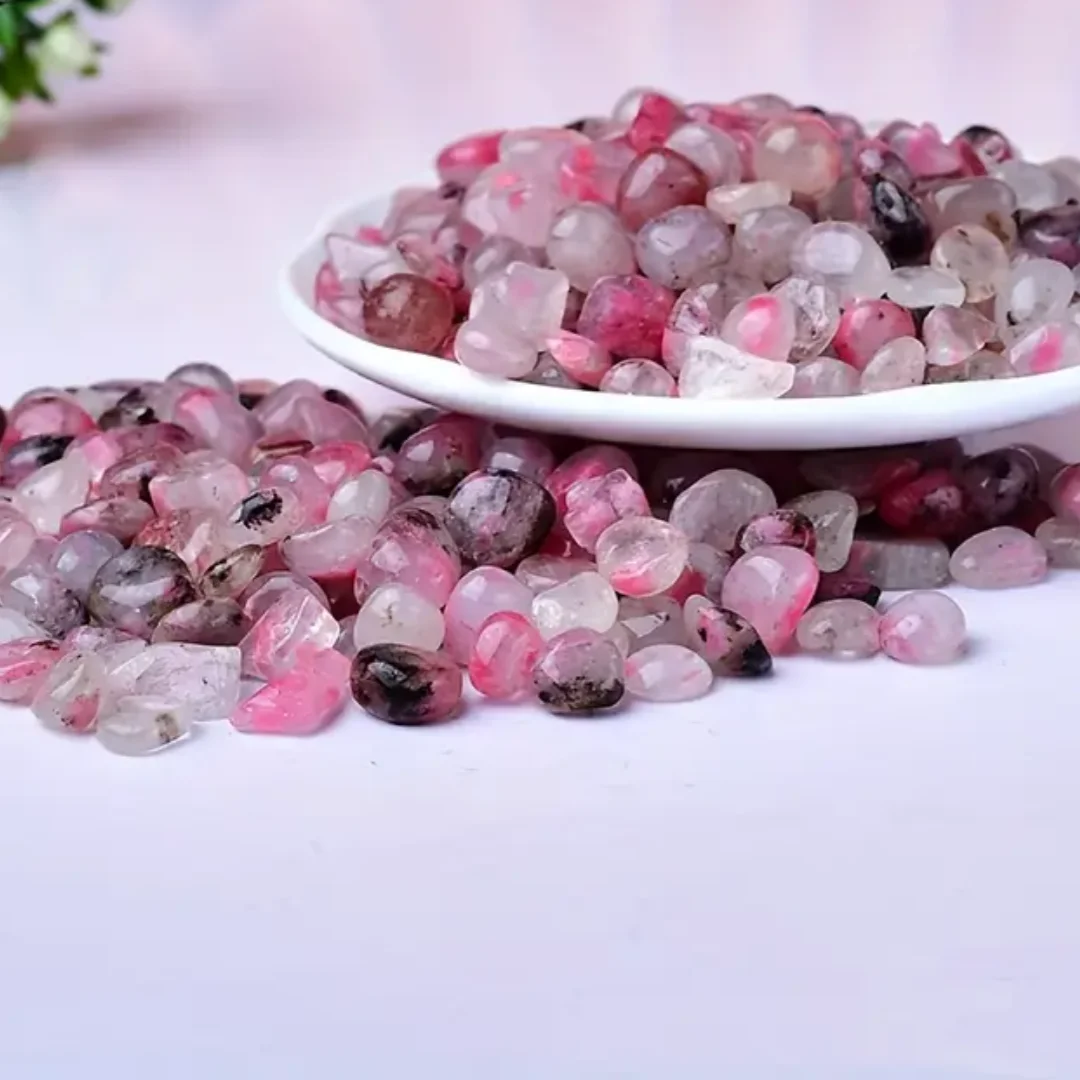 5-12 مللي متر زهر الكرز الوردي الطبيعي كريستال سحق الحجارة ، كريستال وردي سحقت الحجارة ، حجر الورد الوردي سحقت الحجارة
