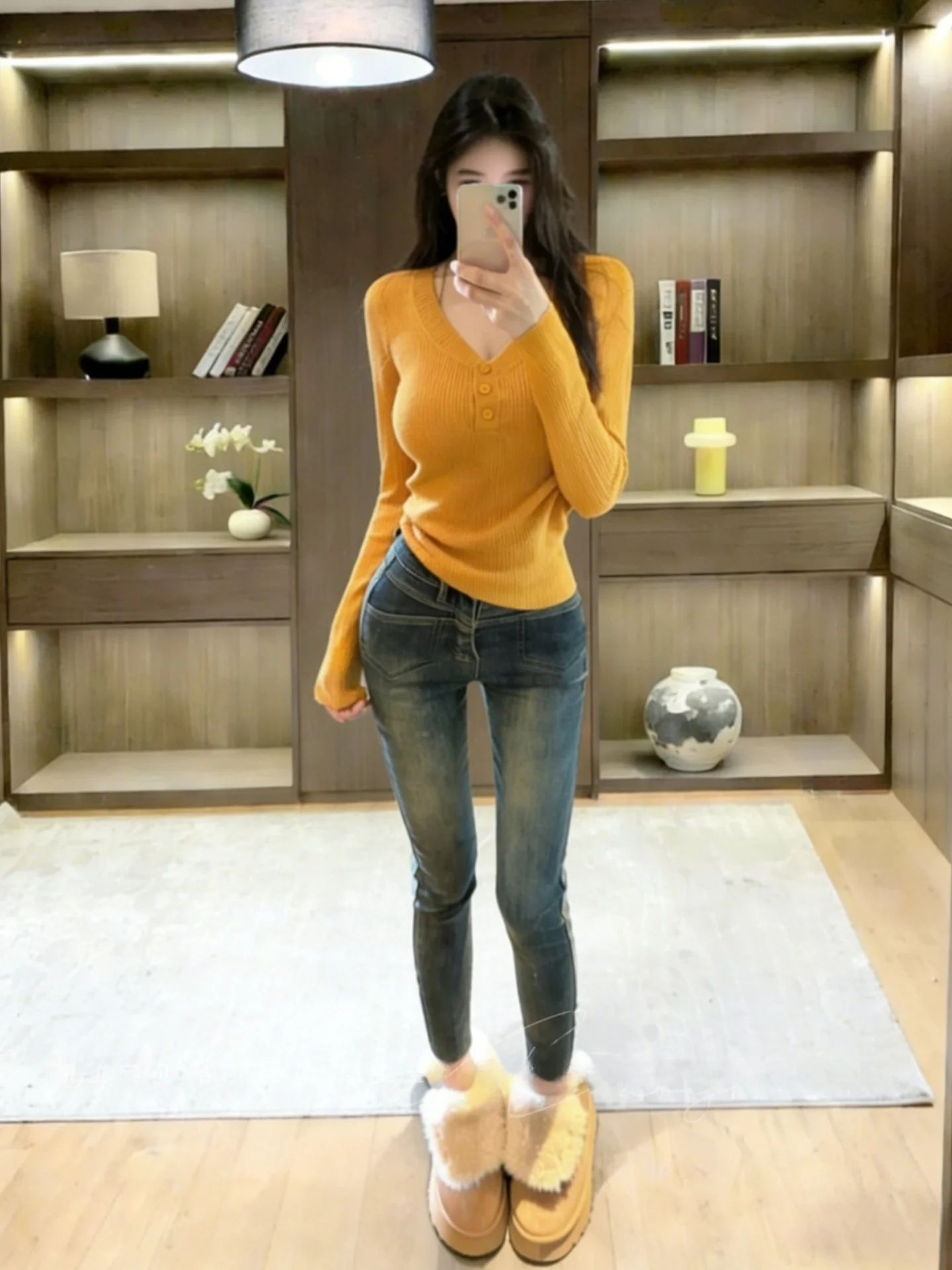 

Ретро-джинсы с высокой талией, эластичные, облегающие, женские, модные, повседневные, из хлопкового стрейч-денима, буткат