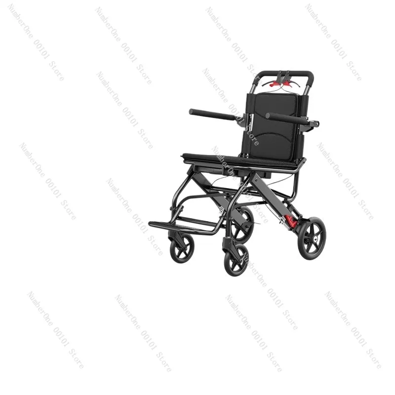 Elegant Ultra Lightweight Folding Wheelchair for Elderly Small Portable Travel Hand Push Mobility Chair Airplane Approved