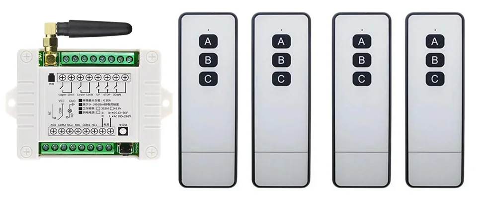 DC12V 24V 36V 2CH Wireless remote control switch Motor forward inversion forward/reverse/stop for- shutters/gate/projection