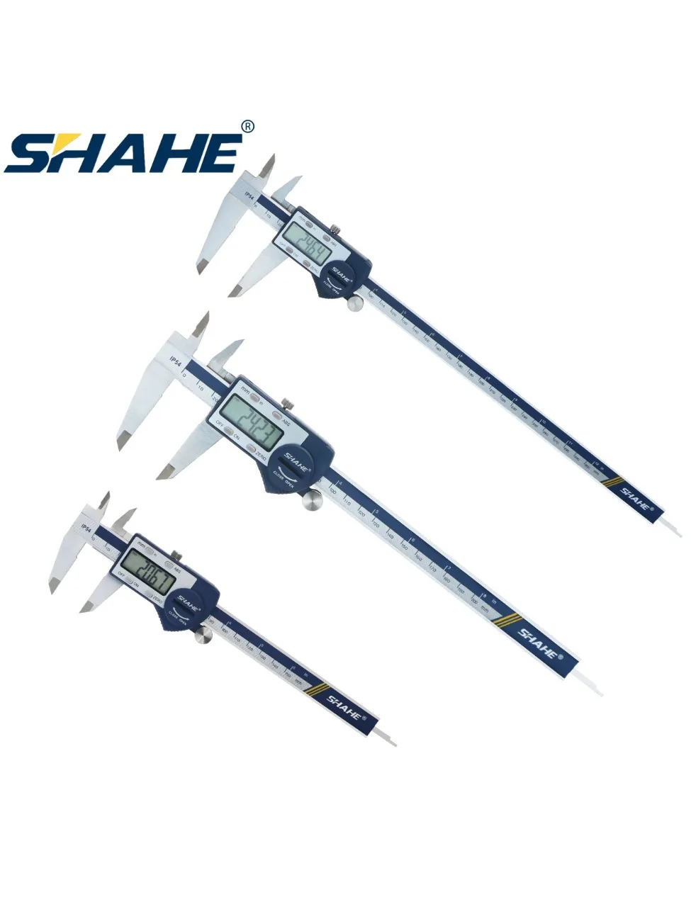 SHAHE 0.01mm 150/200/300mm cyfrowa suwmiarka LCD suwmiarki Paquimetro ze stali nierdzewnej suwmiarki z noniuszem metryczne narzędzia pomiarowe calowe — zdjęcie 2