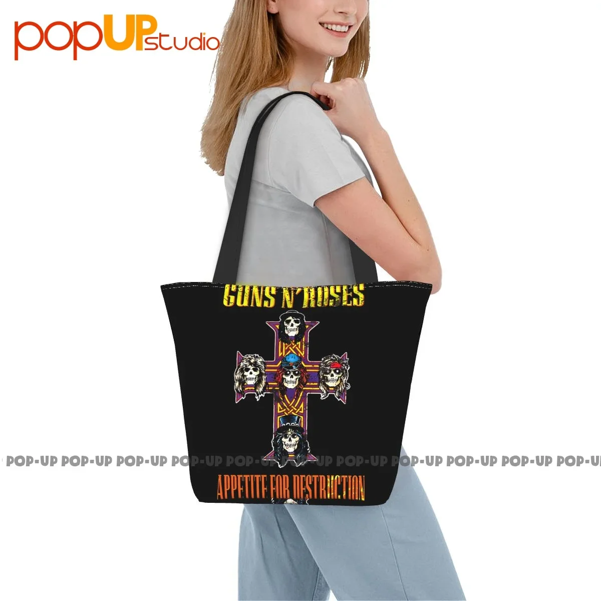 Amplified Guns N Roses Appetite Tour Ladies Handbags Convenient Shopping Bag Shoulder Bag