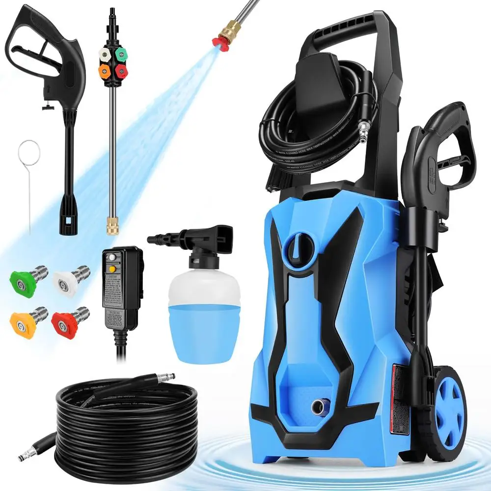 Electric High Pressure Cleaner Machine with 4 Nozzles Foam Cannon 5500 Pressure Washer 1700W Superior Cleaning Power Cars Patios