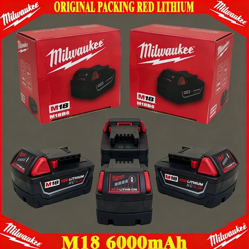 

100% New Milwaukee M18 6.0Ah High Output Battery 18V Lithium-ion Rechargeable for Milwaukee M18 Cordless Power Tools