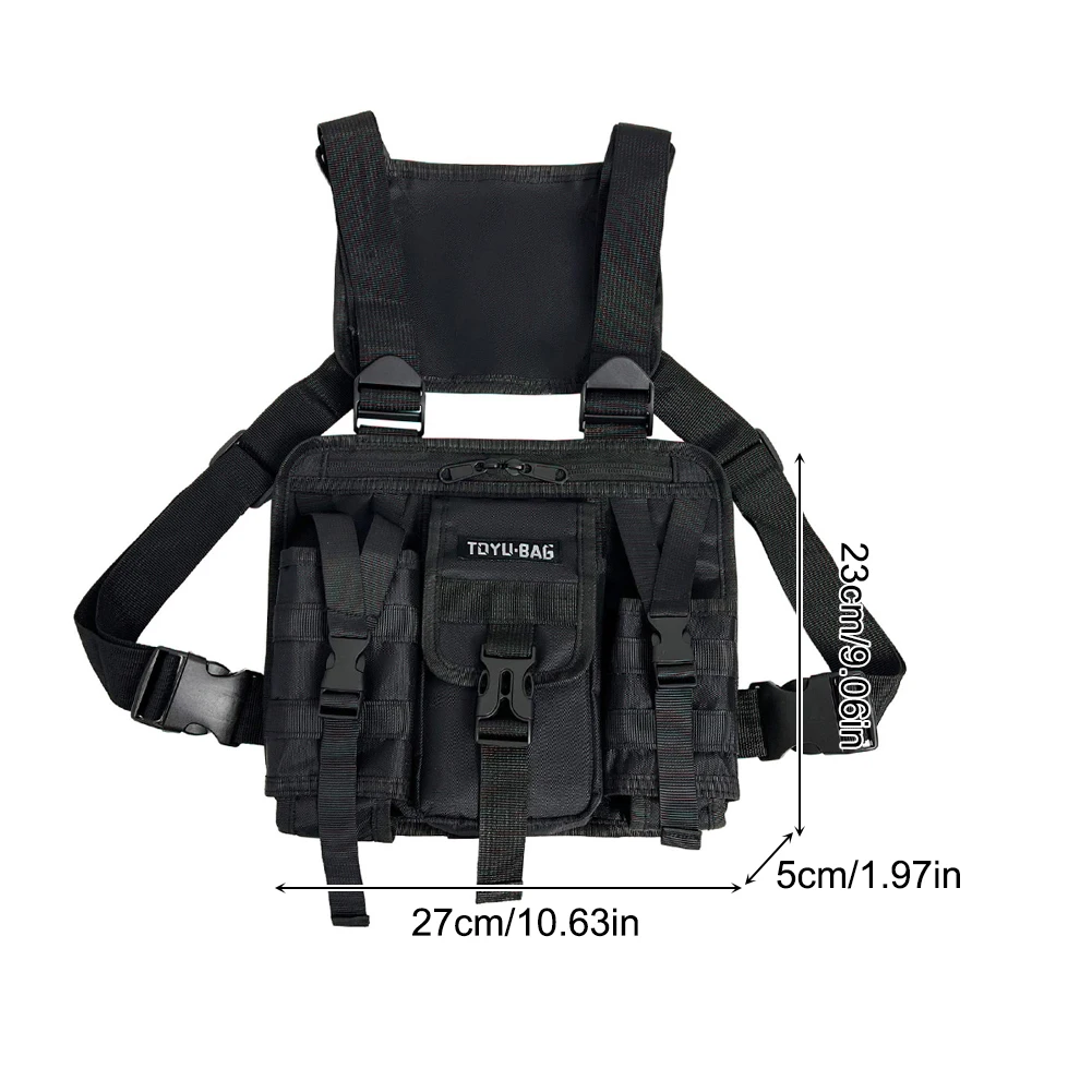 Molle Shoulder Bag Oxford Cloth Molle Shoulder Vest Bags Adjustable Multiple Pockets for Hiking Travel Cycling Molle Chest Bag