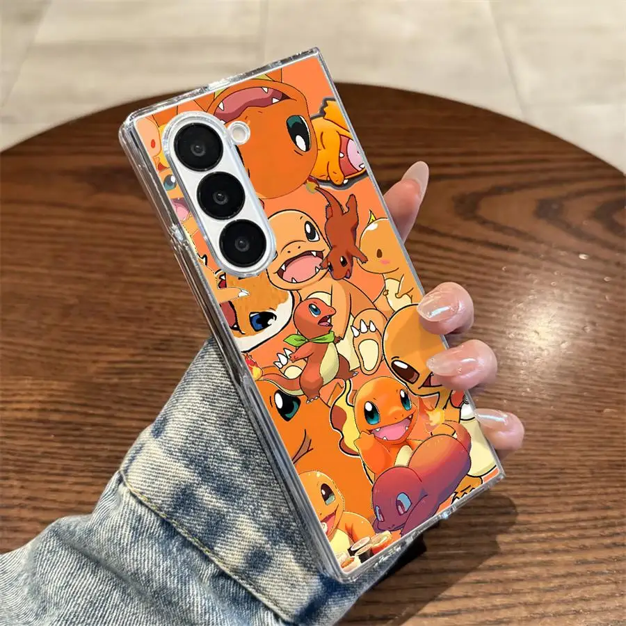 Cartoon P-Pokemon Case for Samsung Galaxy Z Fold 7 6 5 4 3 ZFold6 ZFold7 ZFold3 ZFold5 ZFold4 Hard Phone Cover