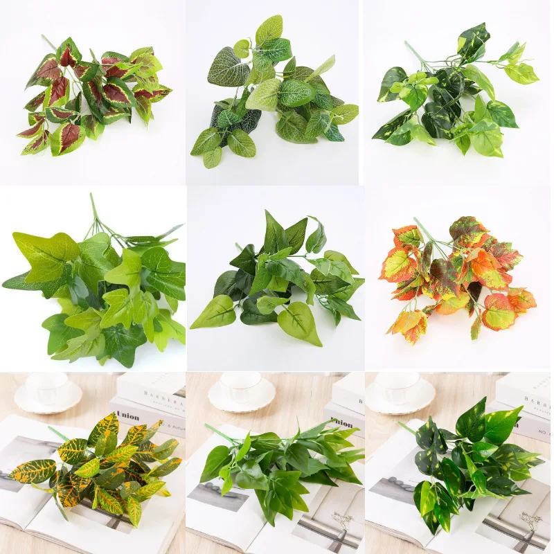 Simulated plants green plants potted plants wall decoration simulated leaves glued green leaves Persian leaves fake grass