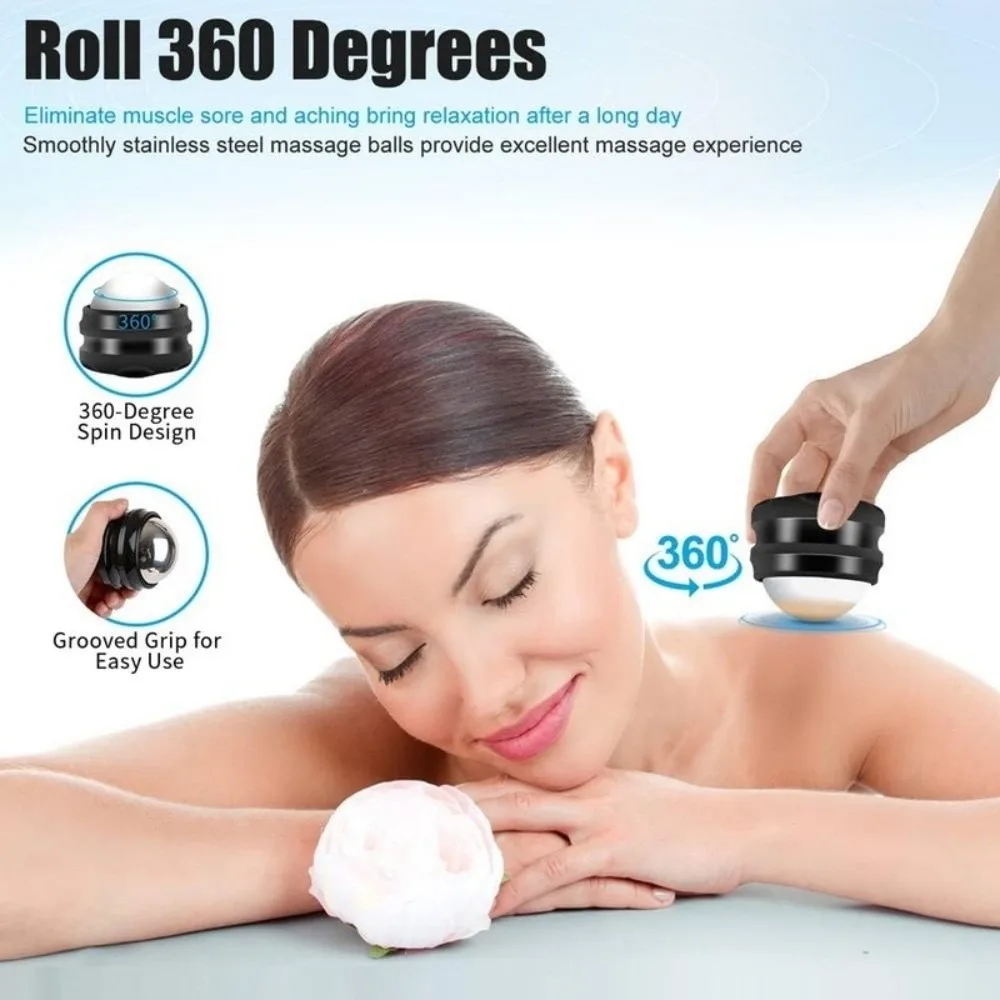 360 Degree Rotating Massage Roller Ball Dual Hot Cold Use Ergonomic Grip Fascia Massage Tool Stainless Steel