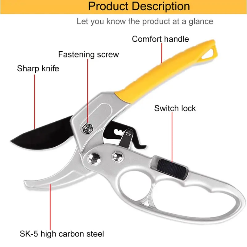 Garden clippers,Ratcheting pruning shears,Work 3 times easier,Premium Bypass Pruning Shears,Garden clippers,Gardening Scissors